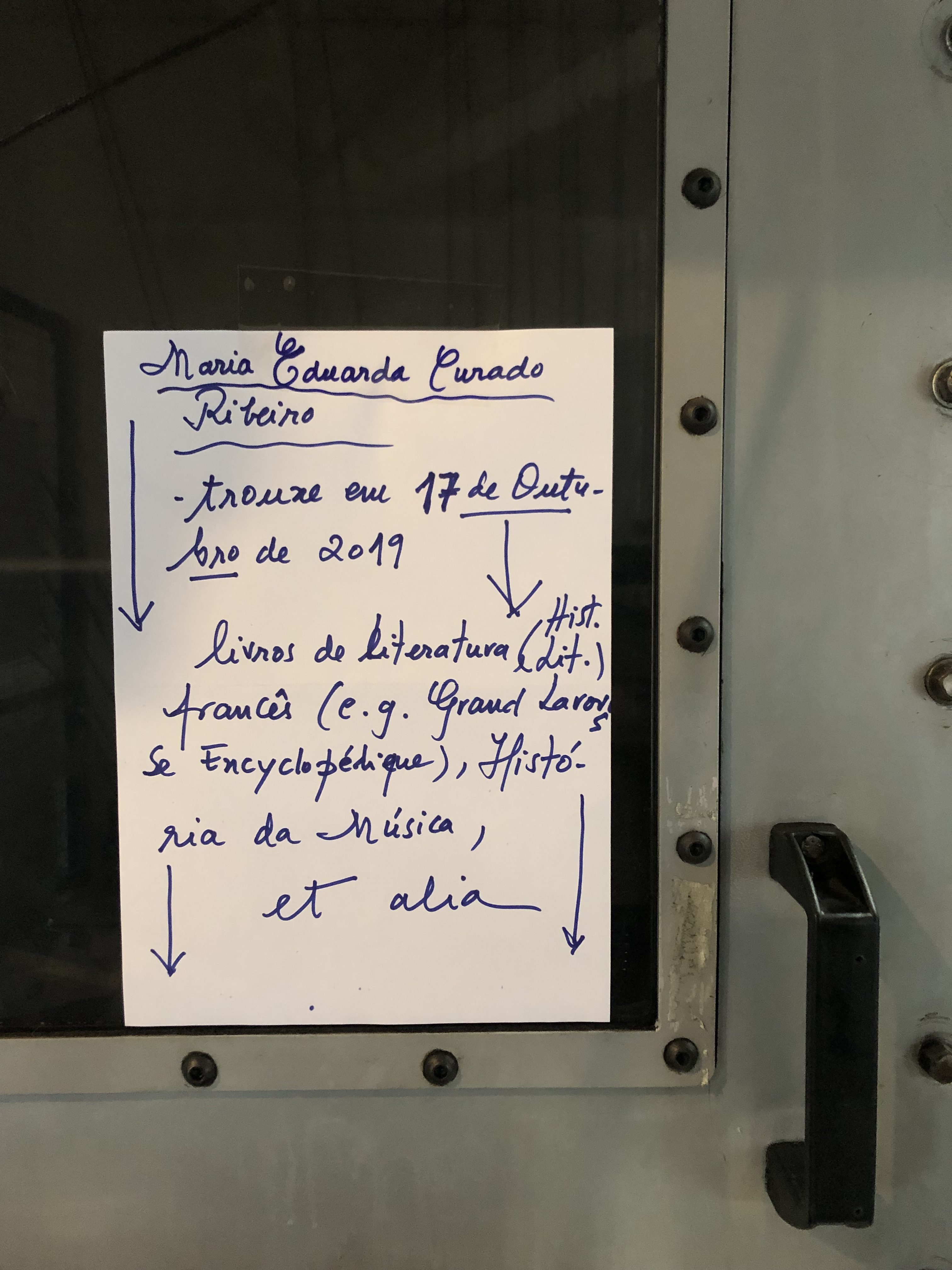 ENTRADAS – LIVROS E PAPÉIS DE MARIA EDUARDA CURADO RIBEIRO – EPHEMERA ...