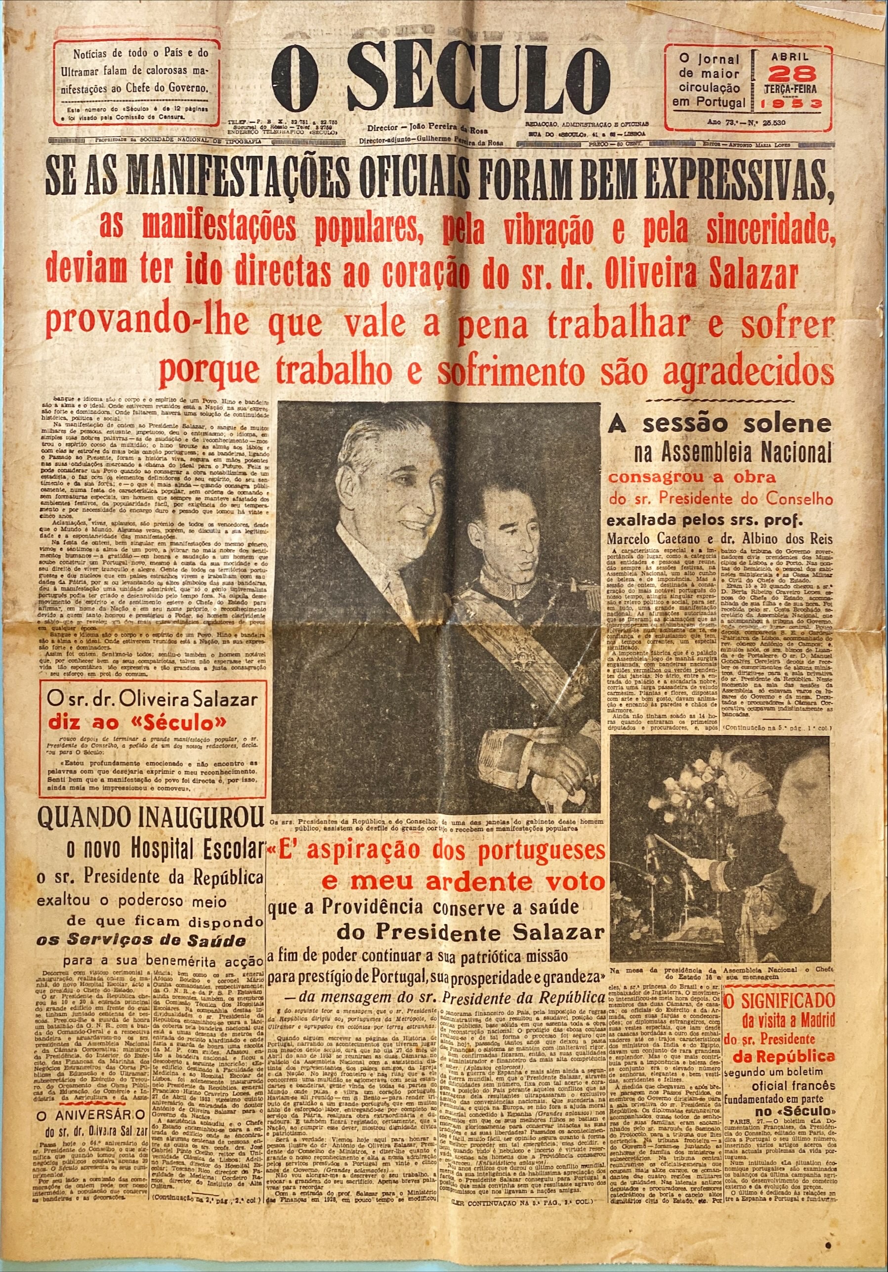 JORNAIS HISTÓRICOS – 25 ANOS DE GOVERNO DE SALAZAR (1953) – EPHEMERA